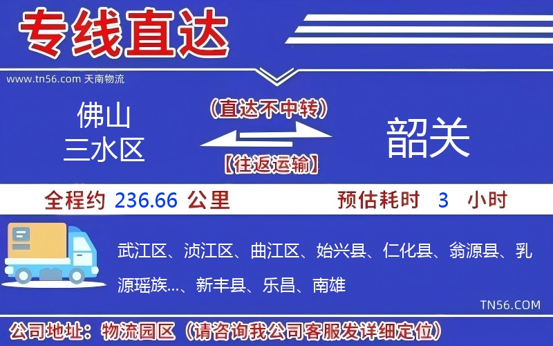 佛山三水區到韶關物流公司