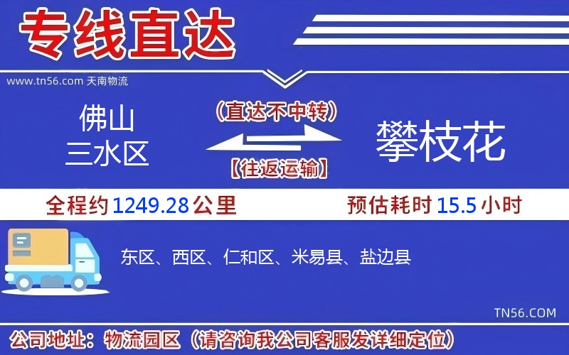 佛山三水區到攀枝花物流公司