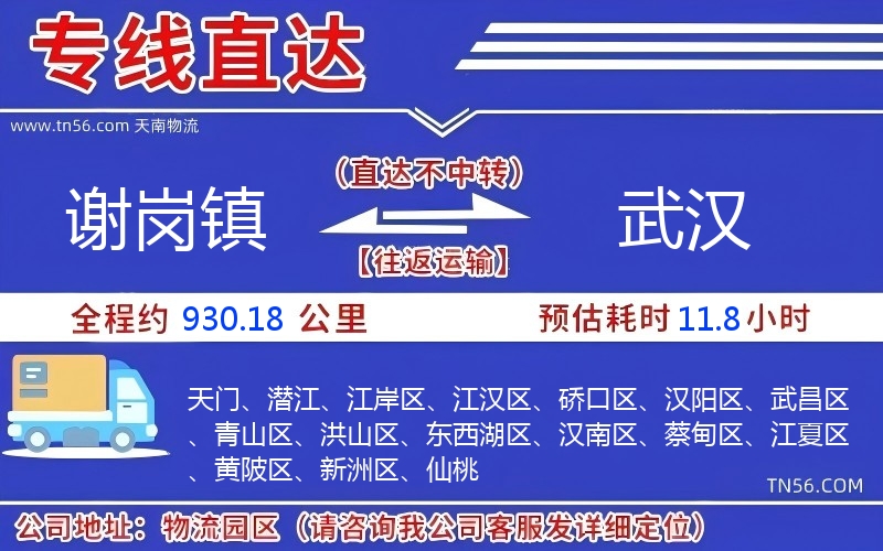 謝崗鎮到武漢物流公司
