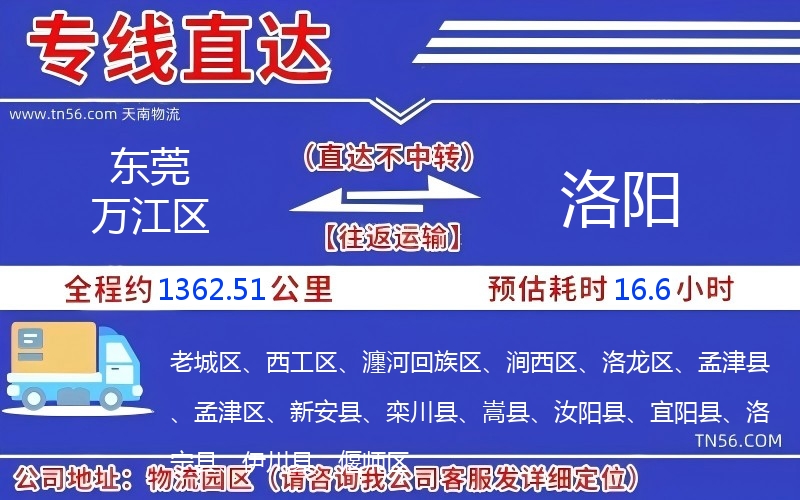 東莞萬江區(qū)到洛陽物流公司