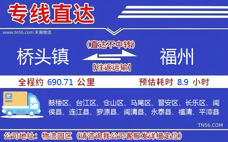 橋頭鎮到福州物流公司