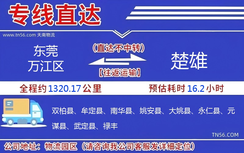 東莞萬江區(qū)到楚雄物流公司