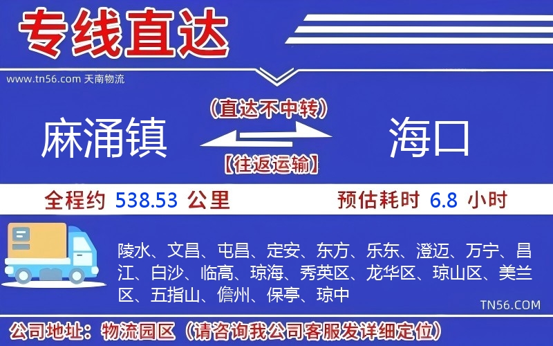 麻涌鎮到海口物流公司