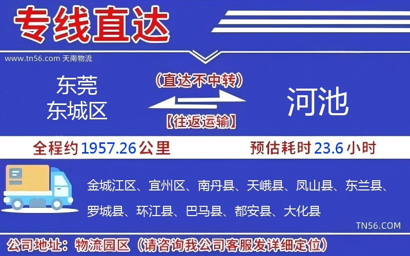 東莞東城區到河池物流公司
