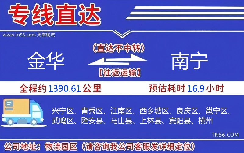 金華到南寧物流公司